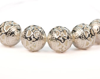Silver beads 2pcs  9mm 925 sterling silver jewellery findings filigree ball beads ,9mm round, hole1mm