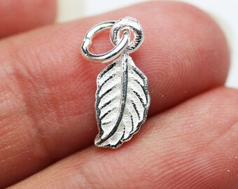 Charm 3pcs 925 sterling silver jewellery findings charm beads , 15*6mm leaf