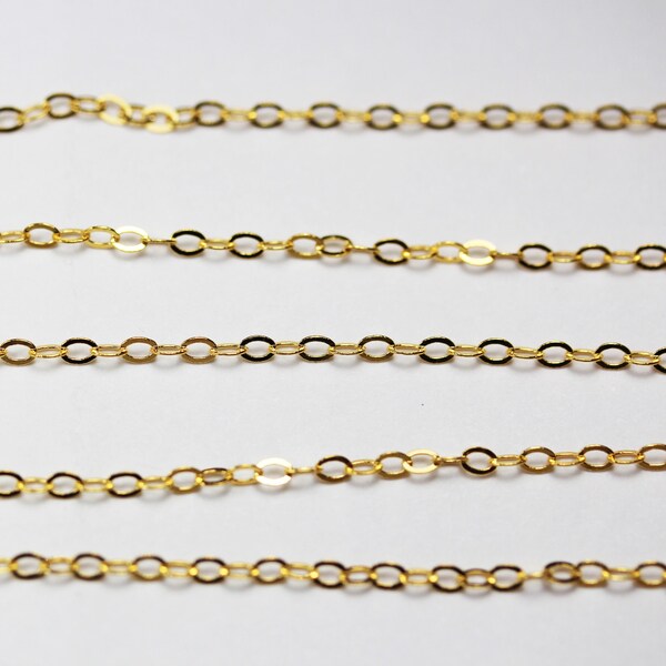 Gold chain 1 foot gold vermeil style  chain necklace, 2*2.5mm oval shining silver necklace, for jewelry making
