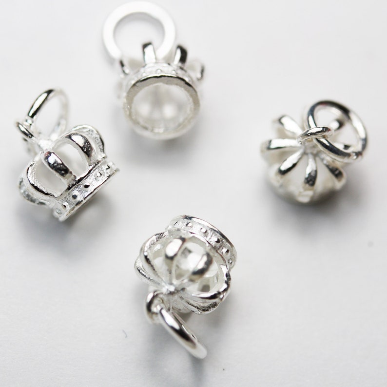2pcs 925 Sterling silver Jewelry Findings Crown Tassel Etsy
