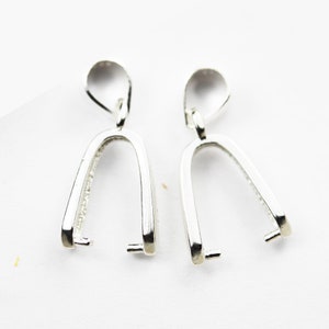 Pendant bails 2pcs  20*7mm 925 sterling silver findings ice pick &pinch bails, 10*4mm inner wide, hole 3*4mm