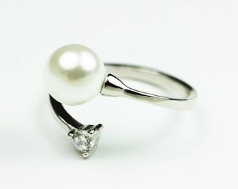 Ring blanco 1pc verstelbaar 925 sterling zilver met zirkonia sieraden ringzetting, voor halfgeboorde kralen