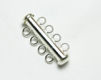 Slide lock  clasps 1pc 925 sterling silver jewellery findings 4-strand slide lock clasp,25*6mm