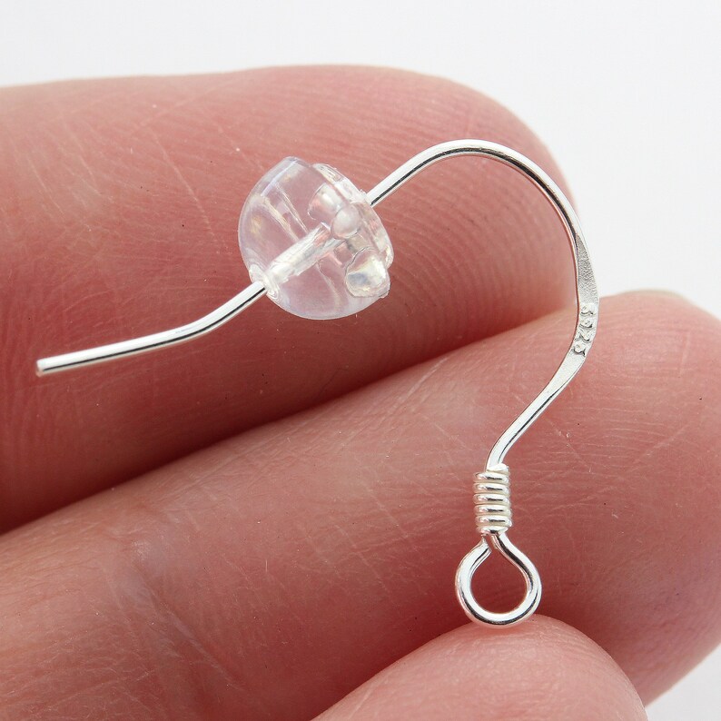 Earring backs 20pcs 925 sterling silver jewellery findings , earnut with clear rubber, 5.54.5mm image 2