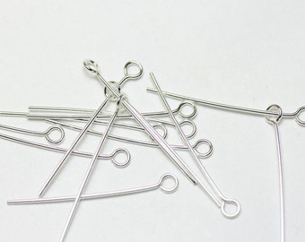 Silver eyepins silver findings 30pcs silver eye pin 925 sterling silver ,20mm,26gauge thick, hole about 2mm