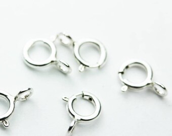 Spring clasp 10pcs 6mm springring clasps 925sterling silver jewellery findings,6mm circle with 2mm ring