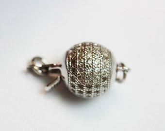 Cierre de caja de circonio cúbico, 1 pieza, accesorios de joyería de plata de ley 925, 15*10 mm