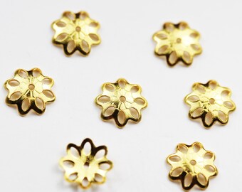 Bead cap 20pcs 24k gold on 925 sterling silver jewelry findings bead cap,8mm bead cap,1mm hole