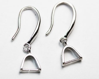 Earring findings 2pcs 925 sterling silver jewellery earwire , 15mm fishhook earrings with pinch bails