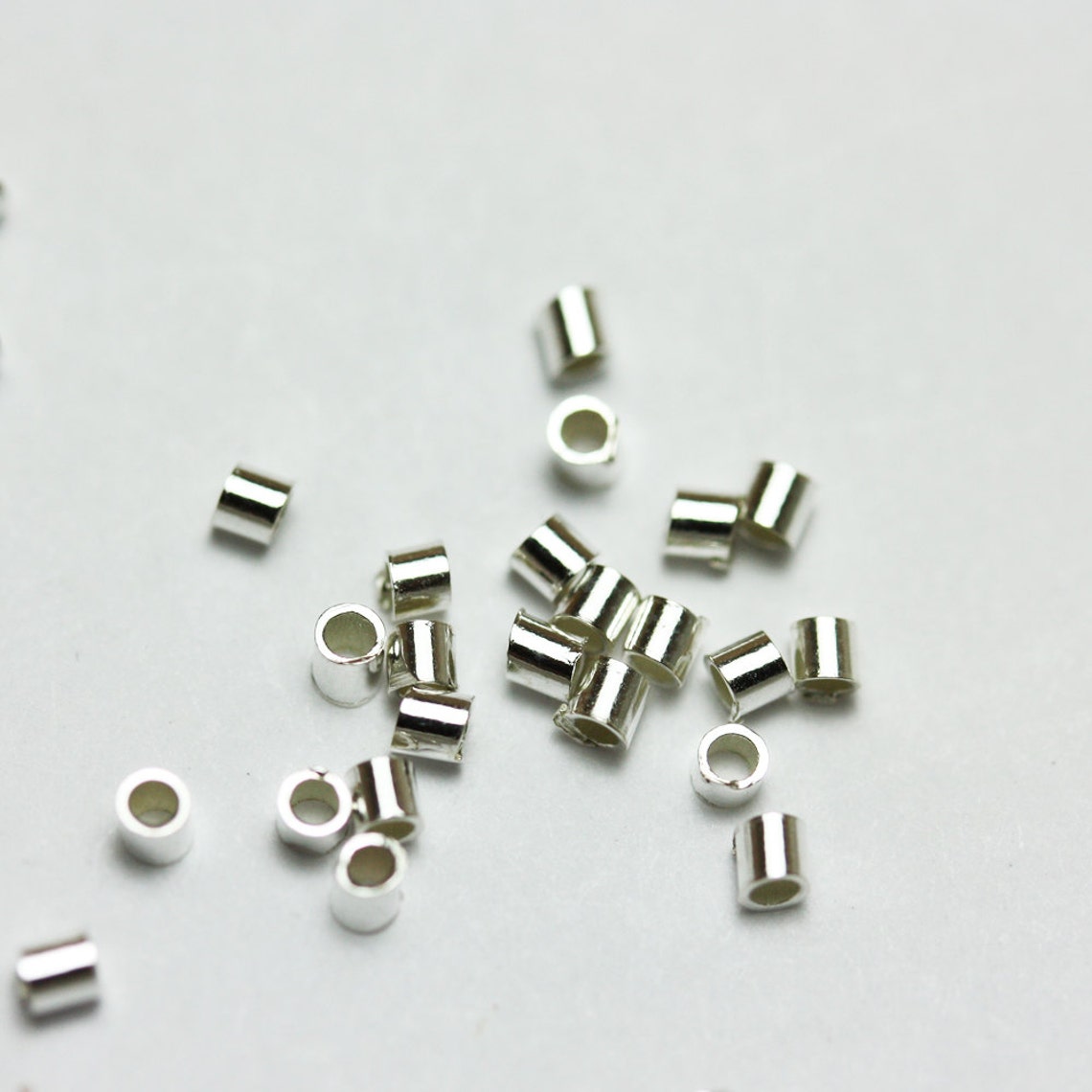 100 Sterling Silver Crimp Tube Beads – 2x2mm, Made In USA, LQ Gemworks