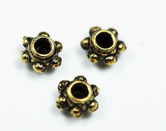 60pcs Jewellery Findings Daisy Spacers Antique Brass Tone, 5.5mm Diameter,4mm thick, 1.5mm hole - FDS0171