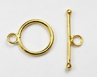 Ensemble de 2 pièces d'or style vermeil 13 mm 24 carats d'or sur argent sterling 925, fermoirs pour bijoux, barre 23 mm, trou 3 mm