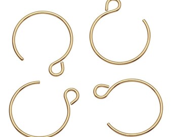 4 pezzi di orecchini francesi riempiti in oro 14k con risultati di gioielli, amo da pesca da 13 mm, gancio per orecchini spessore 22 calibri