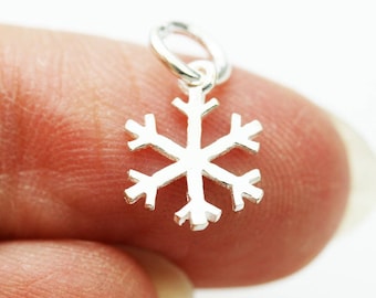 4pcs 925 sterling silver jewellery findings charm beads , 9mm snowflake