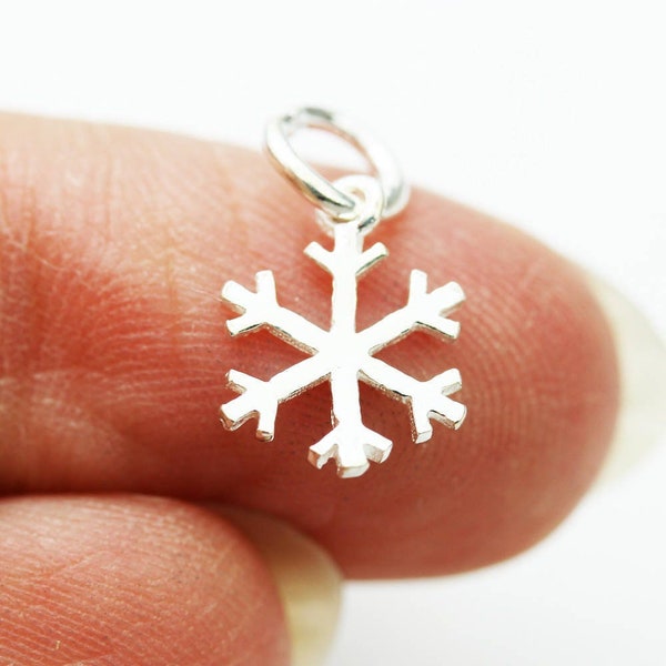 4pcs 925 sterling silver jewellery findings charm beads , 9mm snowflake