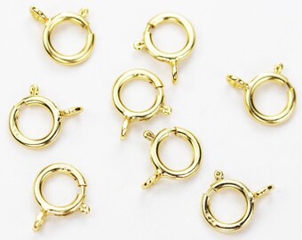 Gold vermeil style 10pcs 6mm springring 24k gold on 925sterling silver jewellery findings,6mm circle with 2mm ring