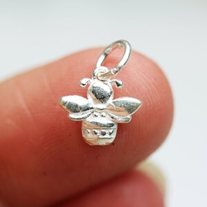 Charm 925 sterling silver jewellery findings charm beads , 3pcs bee charms, 9*10mm, 2.3mm thick