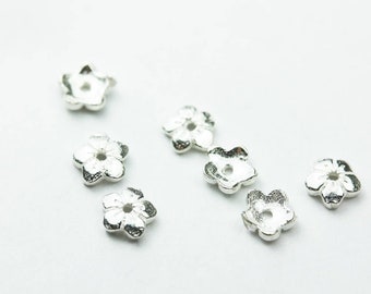 Bead caps 30pcs 4mm jewelry findings bead cap, 925 sterling silver, jewellery flower cap