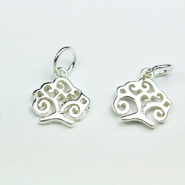 Charms 4pcs 8*7mm small tree of life 925 sterling silver jewellery findings charm beads