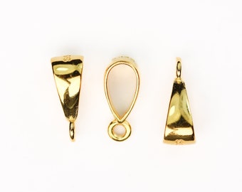 Gold-Vermeil-Stil, 2 Stück, 14 x 5 mm, 18 Karat Gold auf 925er Sterlingsilber, Verbindungsperlen, 14 mm mit 3 mm geschlossenem Biegering, 9 mm Loch,