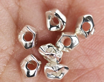 2.5*3mm beads 50pcs 925 sterling silver jewellery findings irregular shape spacers, hole 1 mm