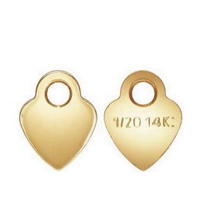 5pcs 14k gold filled heart stamping discs, heart stamping blanks, heart pendant / charm /beads, 4.6*3.5mm heart charm