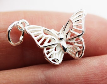 Charm 2pcs 925 sterling silver jewellery findings charm beads ,butterfly charm, 16*11mm with 6mm closed jump ring