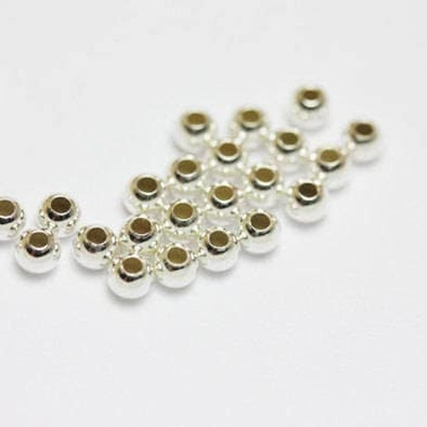 3mm beads spacer  30pcs 3mm jewellery findings ball beads, 925 sterling silver ,3mm hole1mm