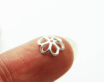 Bead cap 10pcs 8mm 925 sterling silver jewelry findings bead cap, flower caps, 2.5mm height