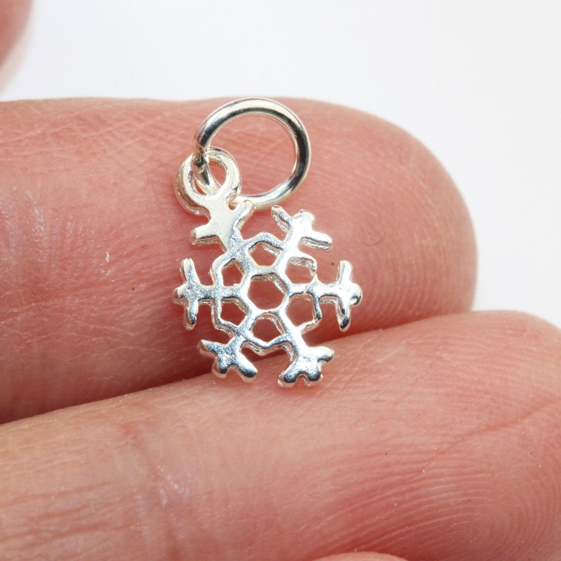 8mm Snowflake Charm FDSSB0680 4pcs 925 Sterling Silver Jewellery findings Charm Beads