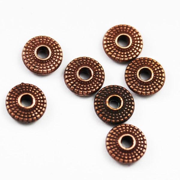 40pcs Jewellery Findings Round Spacers Antique Red Copper Tone, 8mm,3mm thick, 1.5mm hole -FDS0266