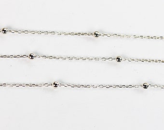1foot/5feet 925 sterling silver satellite jewellery chain, unfinished chain, 0.6mm chain with 2mm ball