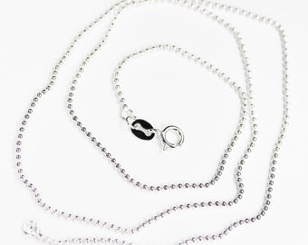 Collares de cadena 1pc 16/18" 925 cadena de bolas de plata esterlina / collar de joyería de cadena de cuentas, cadena de 1 mm, 16/18 pulgadas, cierre de anillo de 5 mm