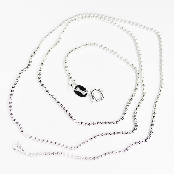 Chain necklaces 1pc 16/18" 925 sterling silver  ball chain/bead chain jewellery necklace,1 mm chain, 16/18inches, 5mm ring clasp