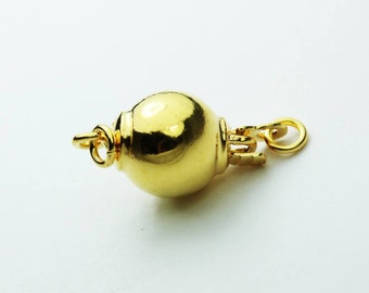 Gold vermeil style 1pc 8mm 18k gold  on 925s.silver jewellery findings ball box clasp,15*8mm