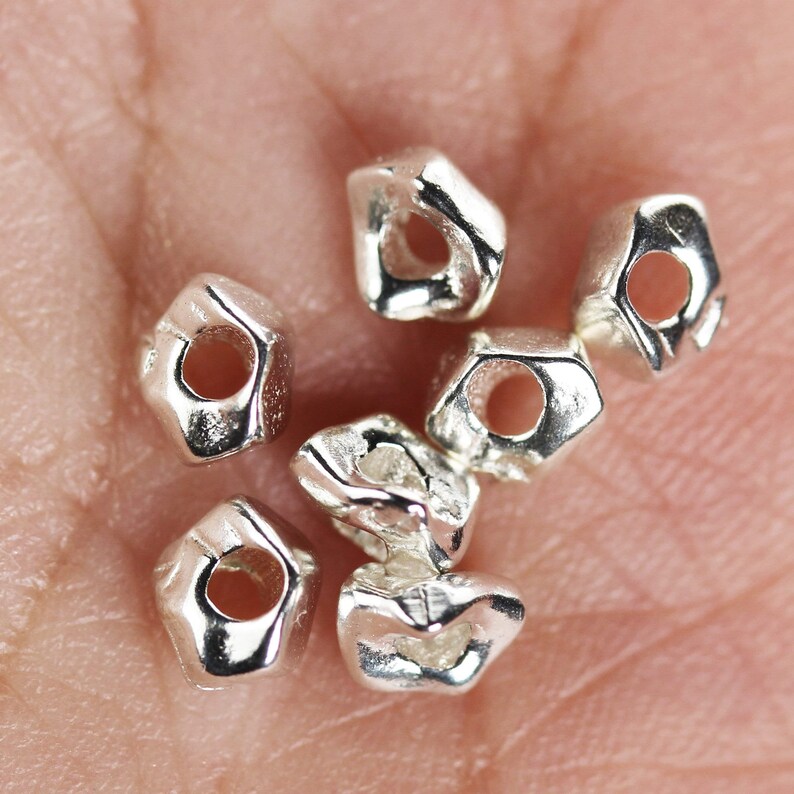 2.53mm beads 50pcs 925 sterling silver jewellery findings irregular shape spacers, hole 1 mm image 2