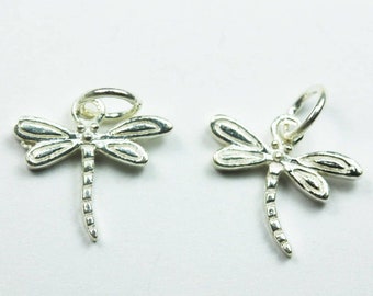 Charms 3pcs 925 sterling silver jewellery findings charm beads , dragonfly charm, 13*12mm