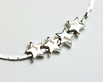 Sterling silver beads 4mm silver beads star beads  20pcs 925 sterling silver jewellery findings center hole beads,4.3mm star,0.8mm hole
