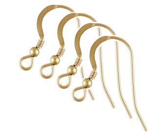 Orecchini francesi riempiti in oro 14k 2 pezzi di orecchini per gioielli, amo piatto da 12 mm, gancio per orecchini a sfera da 2,5 mm, spessore 20 calibri