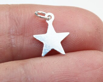 5pcs 925 sterling silver jewellery findings charm beads , star charm, 9mm, 4mm closed jump ring