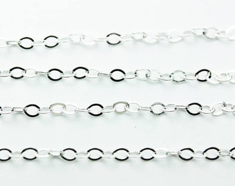 Collier chaîne en argent sterling 925 de 30 cm, collier ovale en argent brillant de 2 x 2,5 mm, pour la fabrication de bijoux