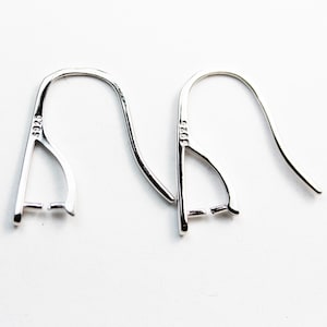 Earring findings 2pairs 925 sterling silver jewellery findings earwire , 20mm fishhook with 6mm bail , 4.5mm inside