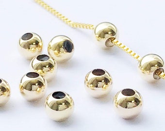 14k gold filled 5pcs jewellery making findings stopper beads, 3/4mm ball