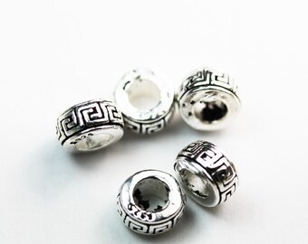 Spacer beads 4pcs 6.5mm jewellery findings spacers,925 antique sterling silver, 3.5mm thick, hole 3mm