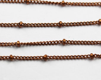 1 Meter/10 Meters Copper Plated on Brass Satellite Jewellery Chain, Unfinished Chain, 1.5mm Chain with 2.5mm Ball-WC0414