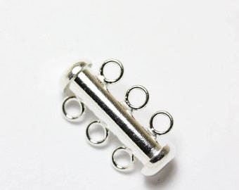 Slide lock clasp 1pc 925 sterling silver jewellery findings 3-strand slide lock clasp,20*6mm