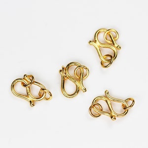 S hook clasp 4pcs gold vermeil style jewellery finding clasp,s-hook,10*7mm