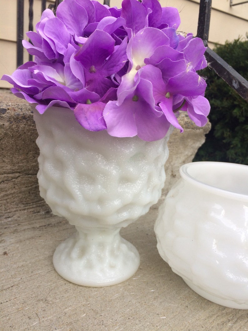 Milk Glass Vase Set of 2 Vintage E.O. Brody Co. White Milk Etsy