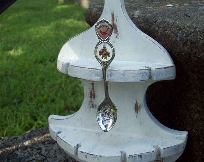 Small Wooden Spoon Holder/ Hand Painted Wood Souvenir Spoon Fork Holder