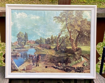 John Constable Vintage Framed Print Flatford Mill Nature print landscape Country farmhouse decor